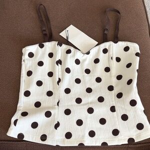 Zara Cream and Black Polka Dot Camisole